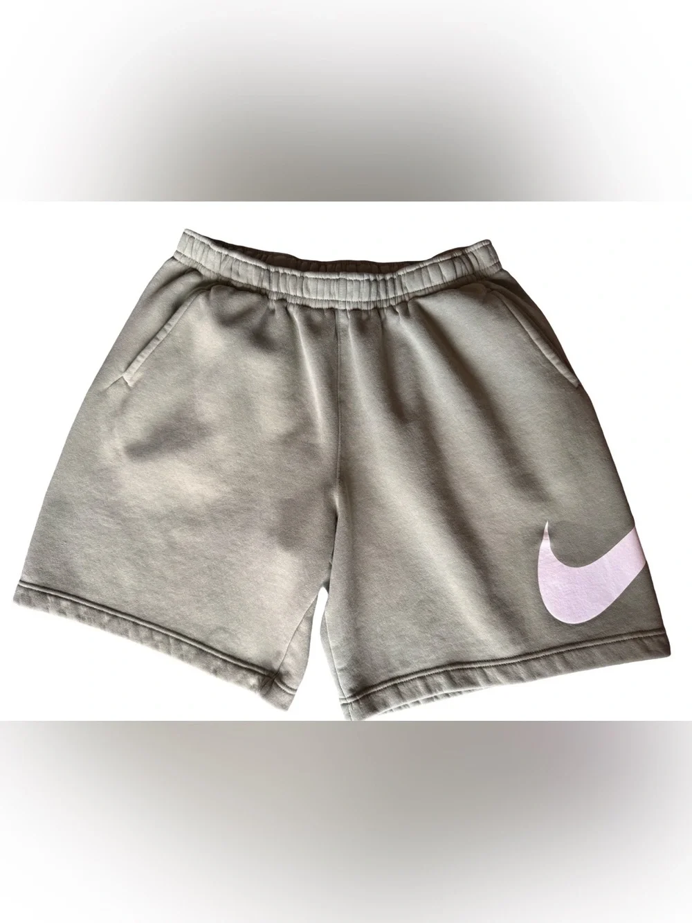 Nike Men’s Olive Green Athletic Shorts with White Swoosh